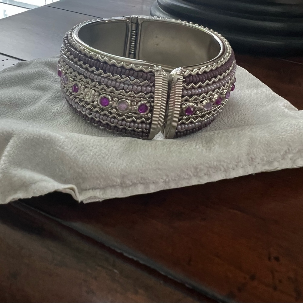 Silver and Purple Cuff Bracelet